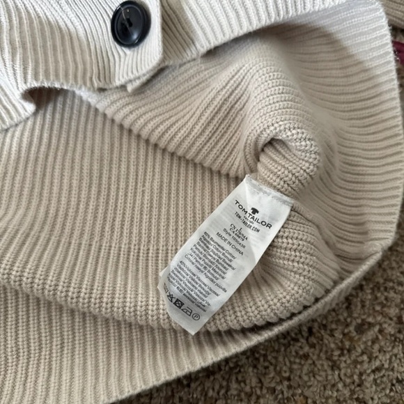 Tom Tailor Taupe Beige Button Front Neutral Cardigan Sweater size Large - Picture 12 of 12